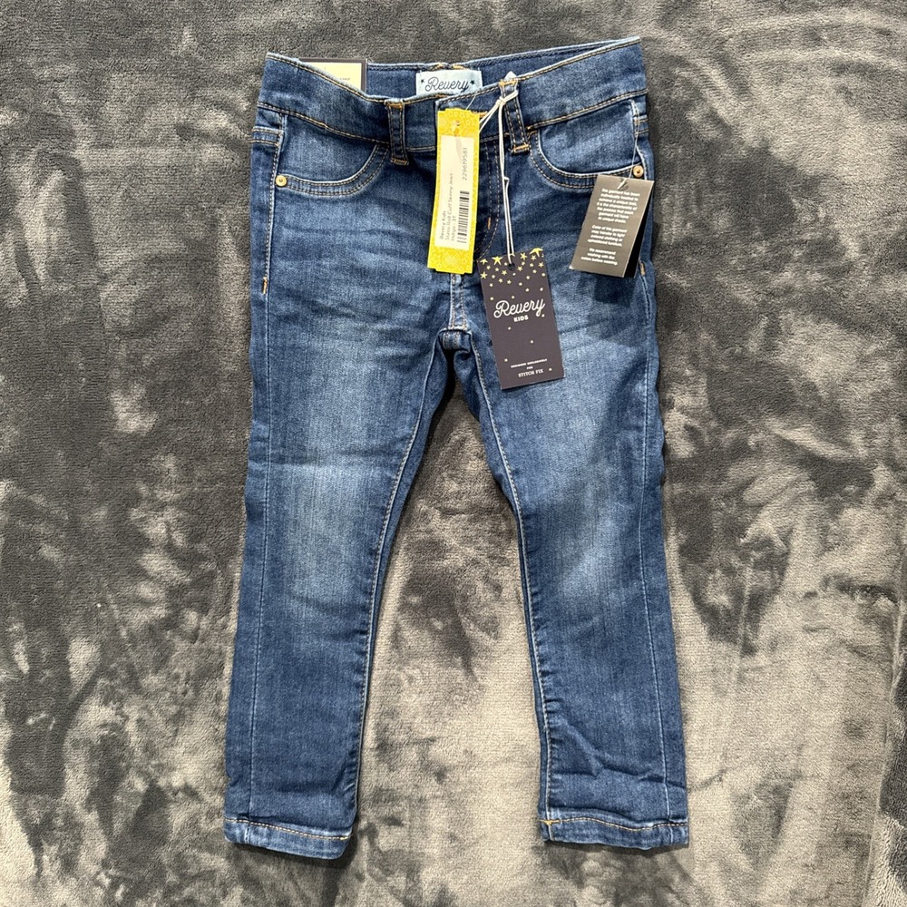 NWT - Revery Kids Stassi Roll Cuff Blue Mid-Rise Skinny Jeans Girls 3T